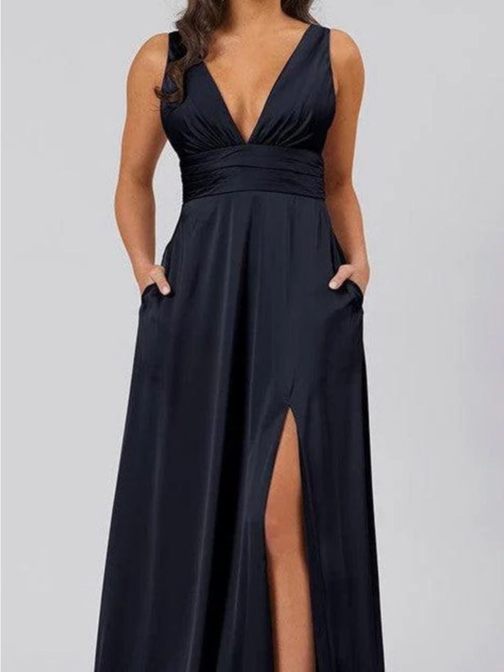 Kennedy Blue Navy Bridesmaid Dress Size 8 Formal Gown Pockets